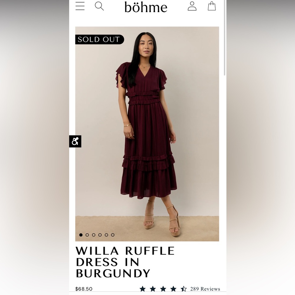 Bohme size L burgundy dress new with tags Sold out color NWT